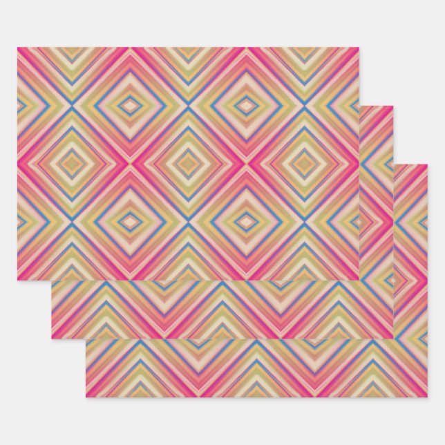 Blitze von Pinks alternatives Diamantmuster Geschenkpapier Set (Set)