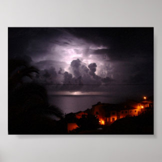 Blitze während Thunderstowm in Portugal Poster