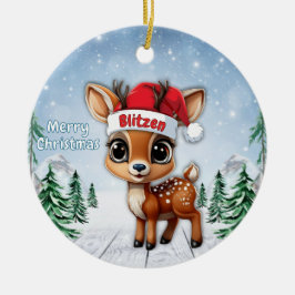 Blitzen Baby Deer, Fawn, Doe, Reindeer 🦌🎄 Keramik Ornament