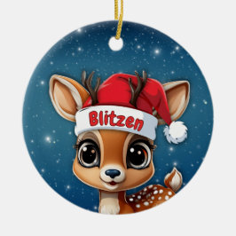 Blitzen Baby Deer, Fawn, Doe, Reindeer 🦌🎄 Keramik Ornament