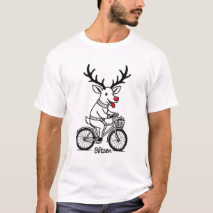 Blitzen Das Rentier Beim Fahrradfahren T-Shirt