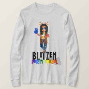 Blitzen der Party Tier-Weihnachtsmann T-Shirt