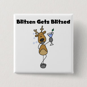 Blitzen Gets Blitzed Reindeer Tshirts und Geschenk Button