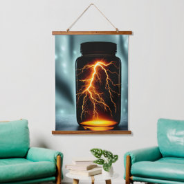 Blitzen in einer kleinen digitalen Kunst Wandteppich Mit Holzrahmen