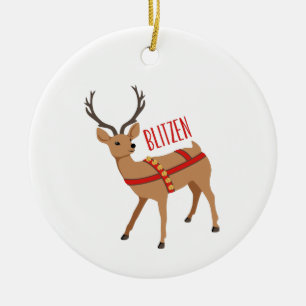 Blitzen Keramik Ornament