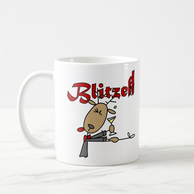 Blitzen Reindeer Funny Holiday Tasse (Links)