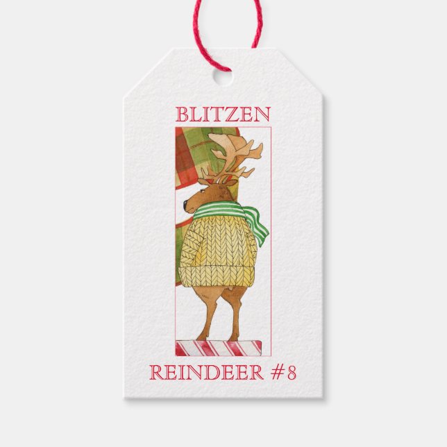 BLITZEN REINDEER Gift Tags Geschenkanhänger (Vorderseite)
