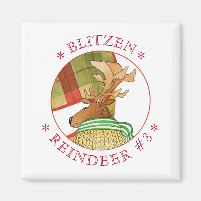 BLITZEN REINDEER Square Magnet (Vorne)
