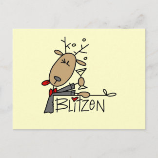 Blitzen Reindeer Weihnachtsgeschenke und Geschenke Feiertagspostkarte