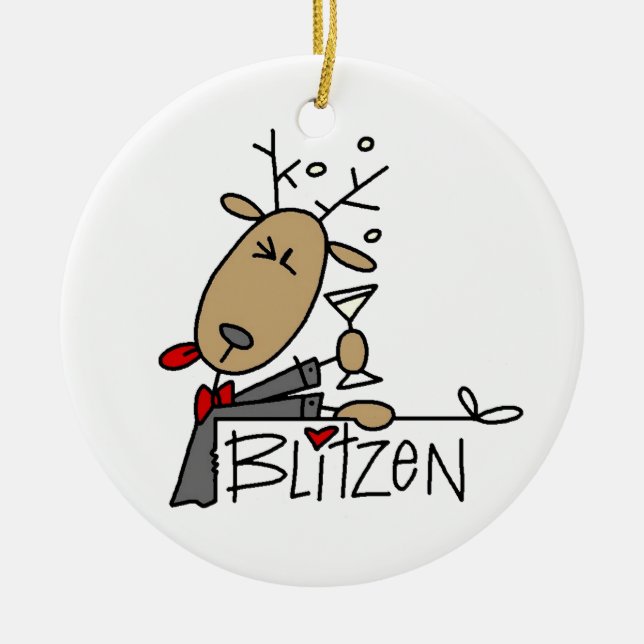 Blitzen Reindeer Weihnachtsgeschenke und Geschenke Keramik Ornament (Vorne)