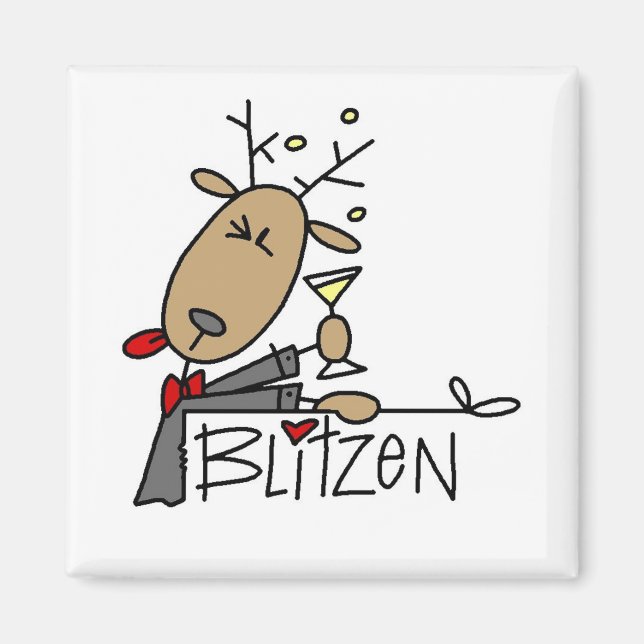 Blitzen Reindeer Weihnachtsgeschenke und Geschenke Magnet (Vorne)