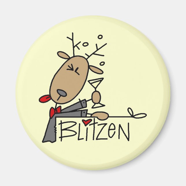Blitzen Reindeer Weihnachtsgeschenke und Geschenke Magnet (Vorne)