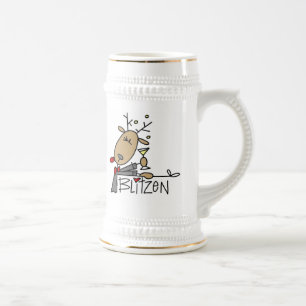 Blitzen-Rentier-Weihnachts-T-Shirts und Geschenke Bierglas