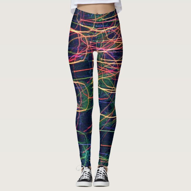 Blitzende Abstrakte Kunst farbenfrohe Leggings (Vorderseite)