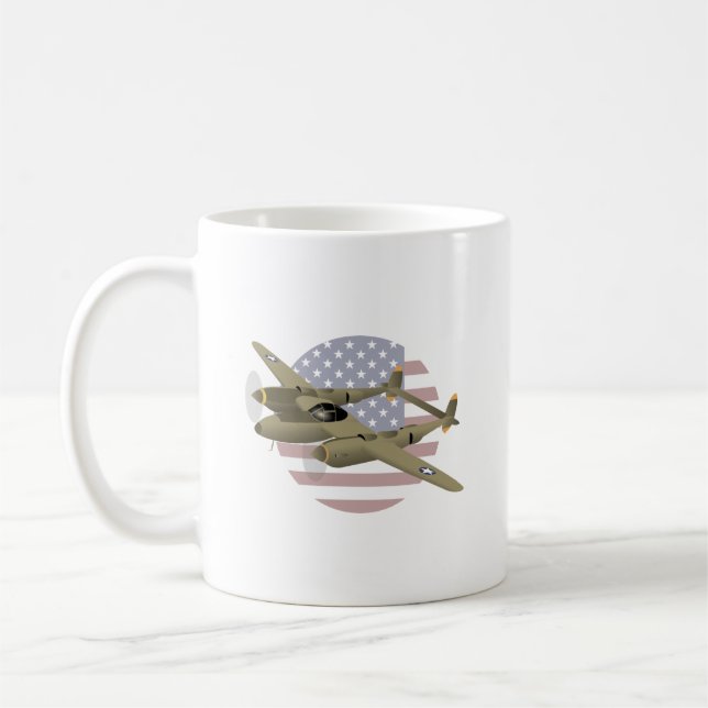 Blitzflugzeug WW2 P-38 Kaffeetasse (Links)