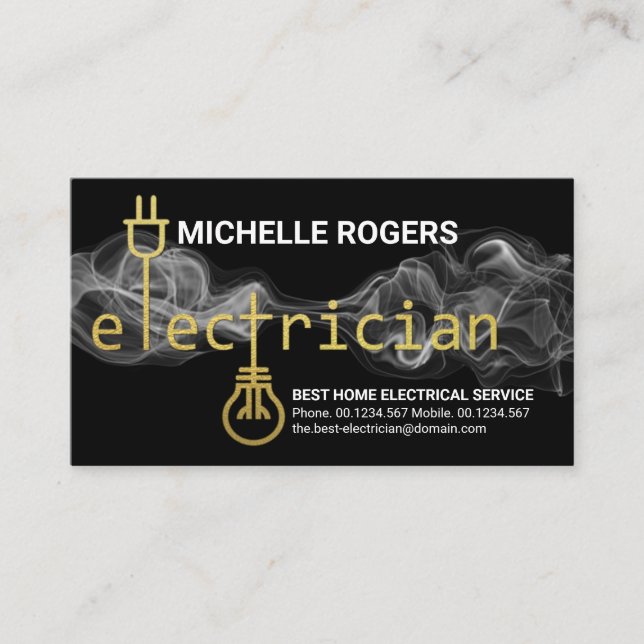 Blitzgerät Vapor Stilvoll Gold Electrician Signage Visitenkarte (Vorderseite)