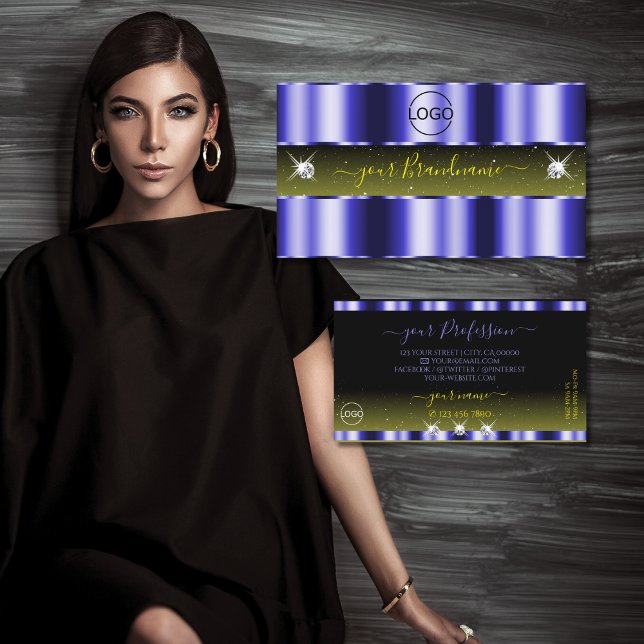 Blitzlich blaugelbe schwarze Schmuckstücke mit Log Visitenkarte (Von Creator hochgeladen)