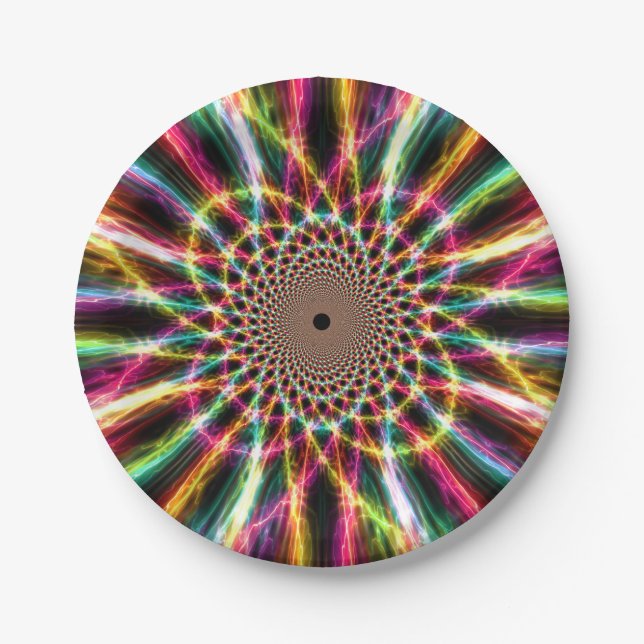 Blitzregenbogen-Papierteller Pappteller (Vorderseite)