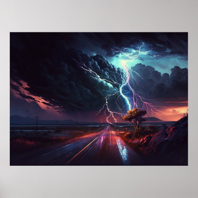 Blitzschlag im Baum Poster (Vorne)