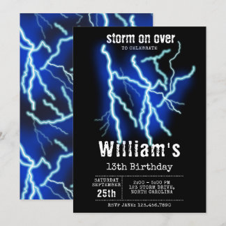 Blitzschlag-Strom-Gewitter Geburtstag Einladung
