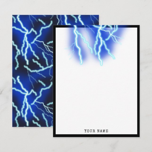 Blitzschlag-Strom-Gewitter-Nacht-Himmel Dankeskarte (Vorne/Hinten)