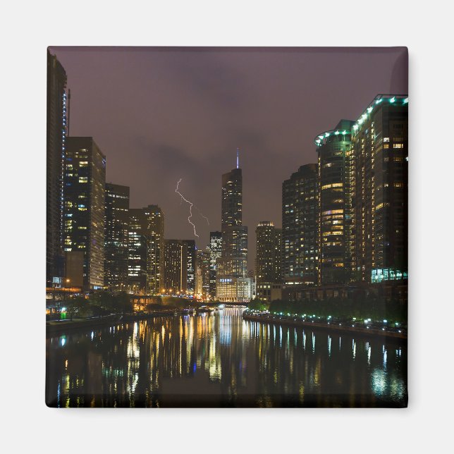 Blitzschlag über dem Fluss Chicago Magnet (Vorne)