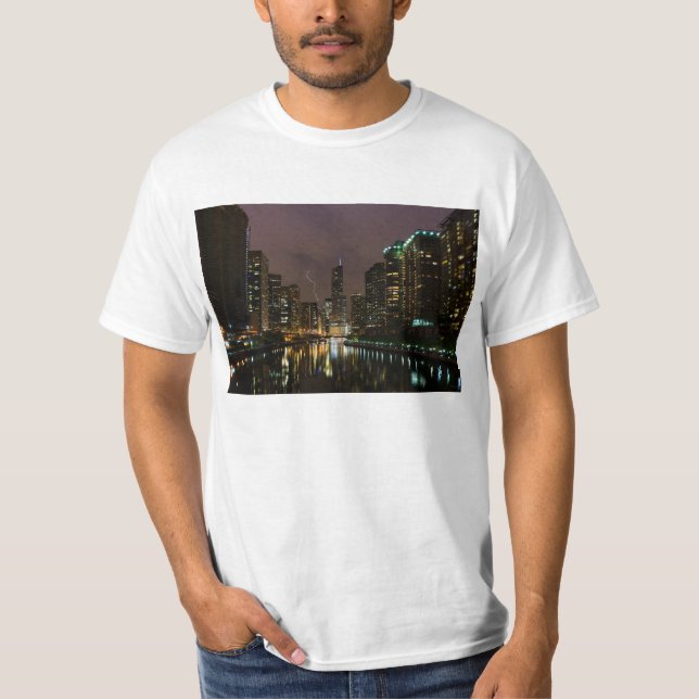 Blitzschlag über dem Fluss Chicago T-Shirt (Vorderseite)