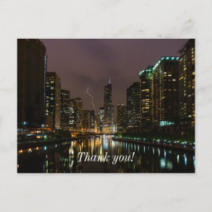 Blitzschlag über den Fluss Chicago Danke Postkarte