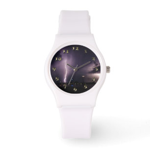 Blitzschlag über Hafenstadt Armbanduhr