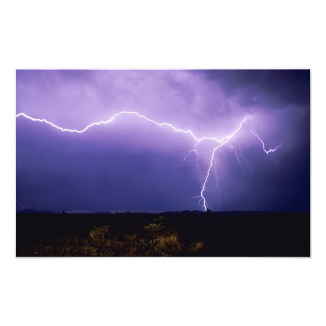 Blitzschlag über Wüste, Big Bend Fotodruck (Vorne)
