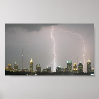 Blitzschrauben, die die Wolkenkratzer von Atlanta Poster