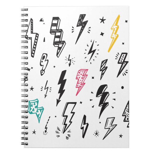 Blitzschrauben, handgezeichnet Doodle-Set. Notizblock (Vorderseite)