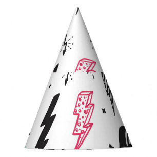 Blitzschrauben, handgezeichnet Doodle-Set. Partyhütchen