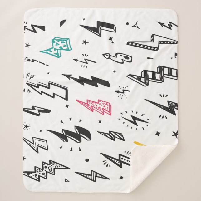 Blitzschrauben, handgezeichnet Doodle-Set. Sherpadecke (Vorderseite)