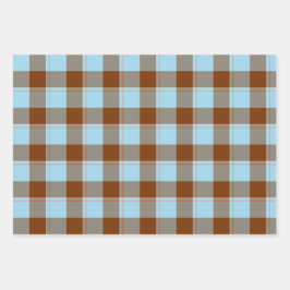 Blizzard Blue and Livid Brown Plaid Geschenkpapier Set
