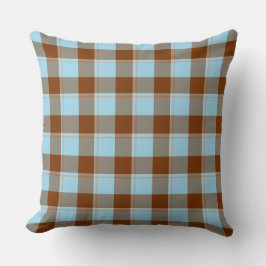 Blizzard Blue and Livid Brown Plaid Kissen
