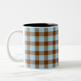 Blizzard Blue and Livid Brown Plaid Zweifarbige Tasse