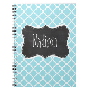 Blizzard Blue Quatrefolie; Vintages Chalkboard-Loo Notizblock
