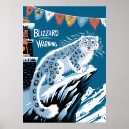 Blizzard Warning Snow Leopard - Winterberg Poster