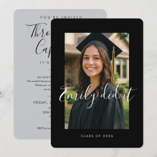 BLK & GRAY 2026 | Graduation Invite with Photo Einladung