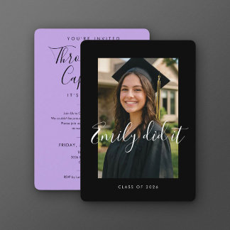 BLK & PURPLE 2026 | Graduation Invite with Photo Einladung