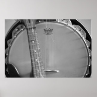 Blk & Wht Banjo Poster