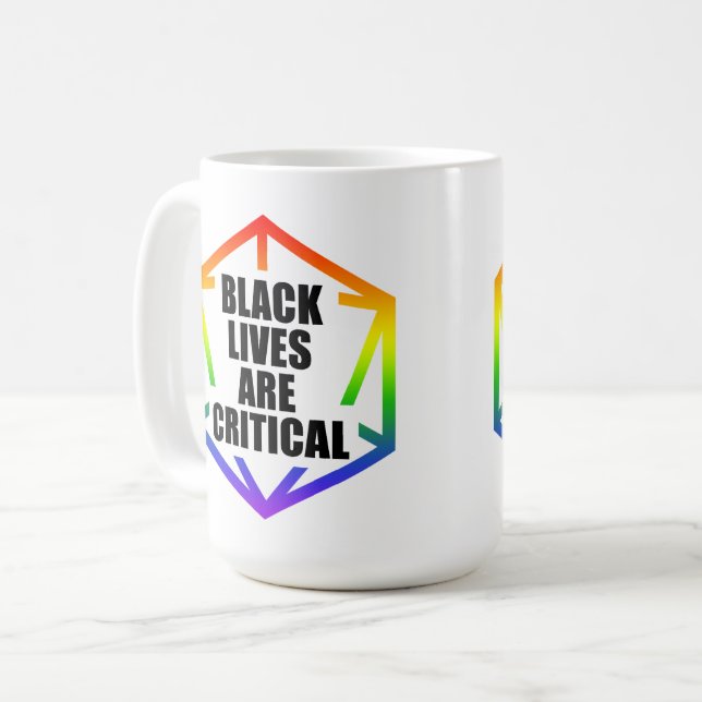 BLM Black Lives are Critical [LGBTQ+] Kaffeetasse (Vorderseite Links)