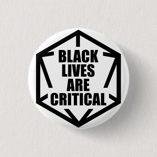 BLM Black Lives sind kritisch [B&W] Button (Vorderseite)