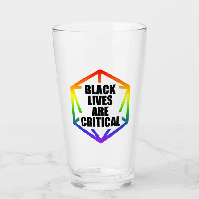 BLM Schwarze Leben sind kritisch [LGBTQ+] Glas (Vorderseite)