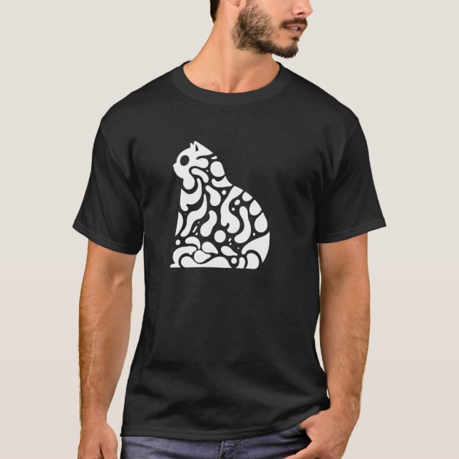 Blob Cat Silhouette Niedlich und Funny Feline Lava T-Shirt (Vorderseite)