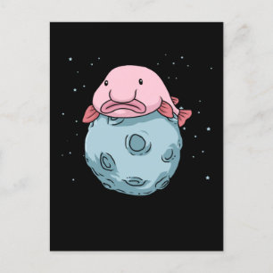 Blobfish Moon Astronaut Gift Kids Blobfish Postkarte