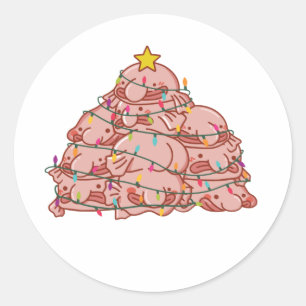 Blobfish Weihnachtsbaum Funny Animal Christmas Runder Aufkleber