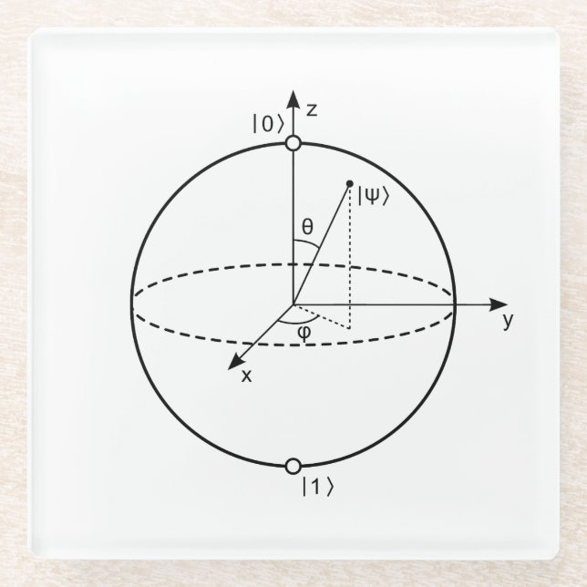 Bloch Bereich | Quantum biss (Qubit) Physik/Mathe Glasuntersetzer (Vorderseite)