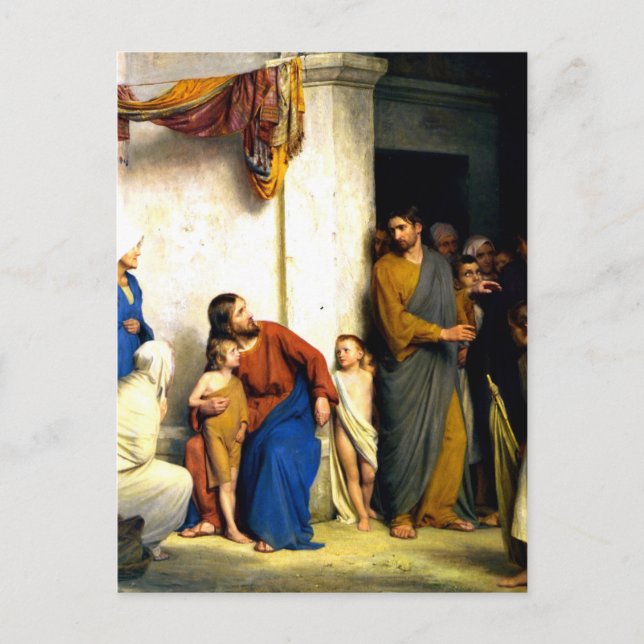 Bloch - Lass die kleinen Kinder auf mich Postkarte (Vorderseite)